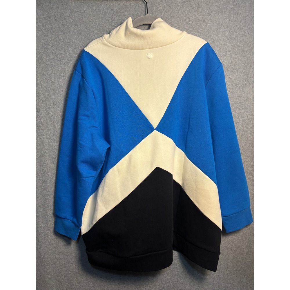 Talbots‎ 2X Colorblock Cowl Neck Sweatshirt Blue Cream Plus Size Preppy Coastal - Picture 8 of 9